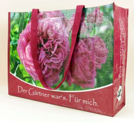 Einzigartiges Design: Rote PP Woven Taschen von 'Ihre Gärtnerei' – perfekt für Blumenliebhaber.